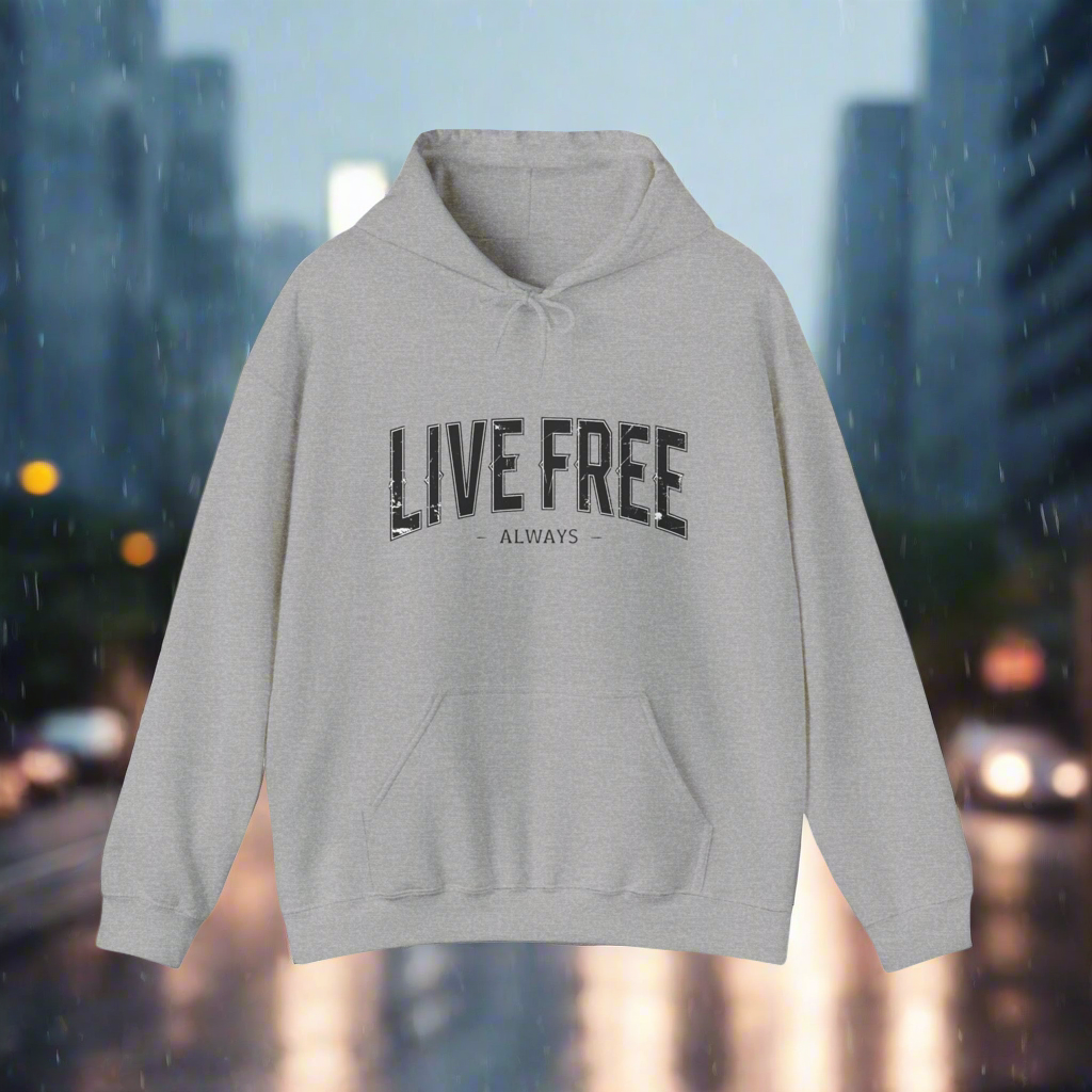 Hooded Sweatshirt Live Free Bold Text Unisex