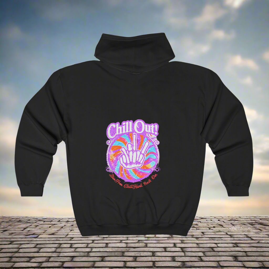 Chill out and Peace Unisex Heavy Blend™ Full Zip Hooded Sweatshirt